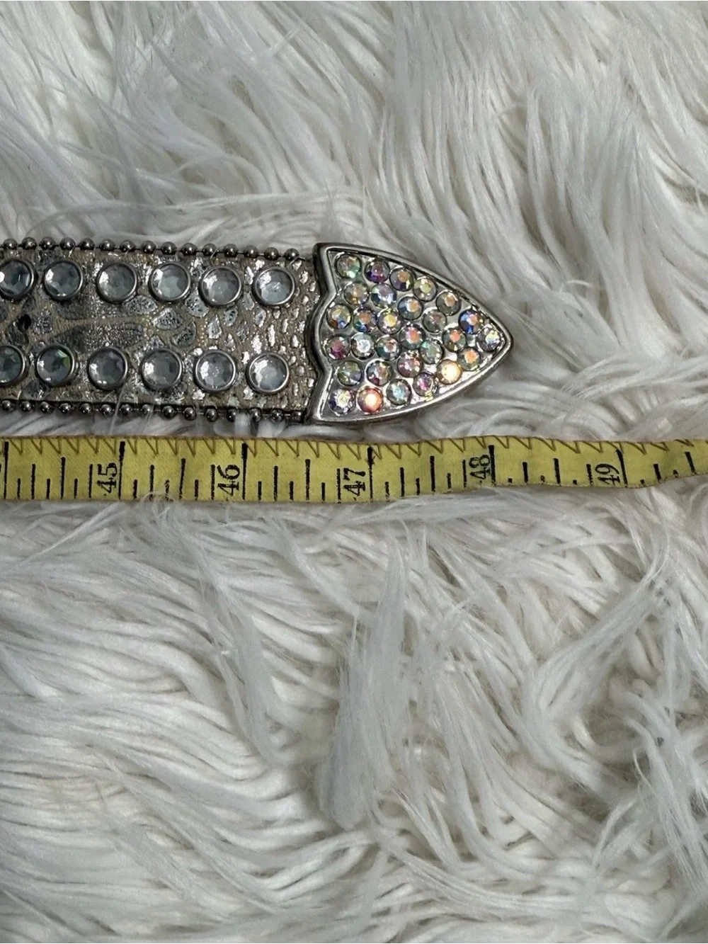 Statement Belt Womens Large Crystal Studded Silver Flashy Bling EUC